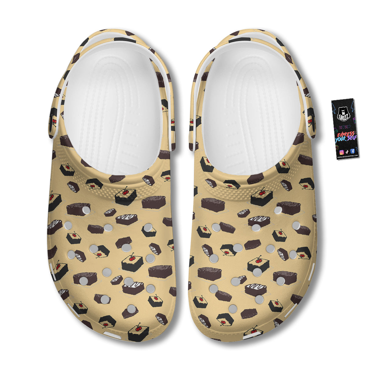 Brownie Beige Print Pattern Clog-grizzshop
