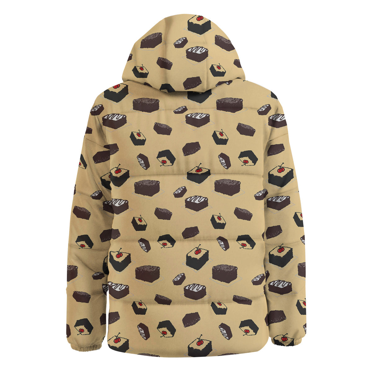 Brownie Beige Print Pattern Down Jacket-grizzshop
