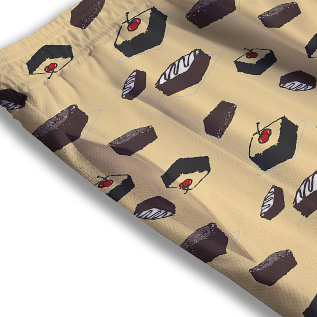 Brownie Beige Print Pattern Mesh Shorts-grizzshop