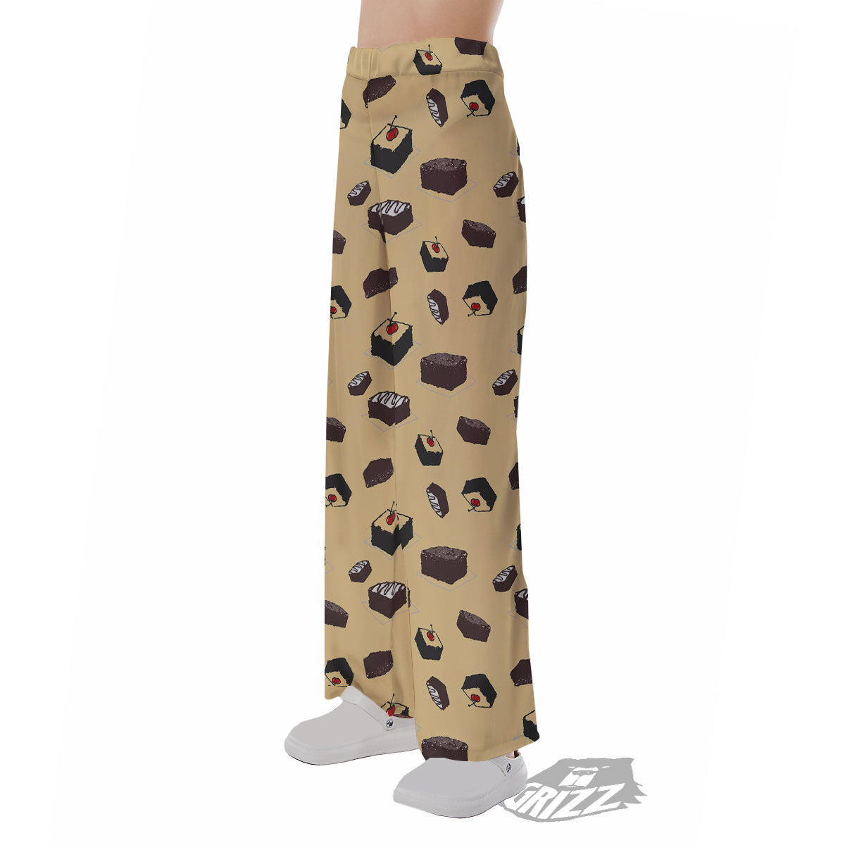 Brownie Beige Print Pattern Pajama Pants-grizzshop
