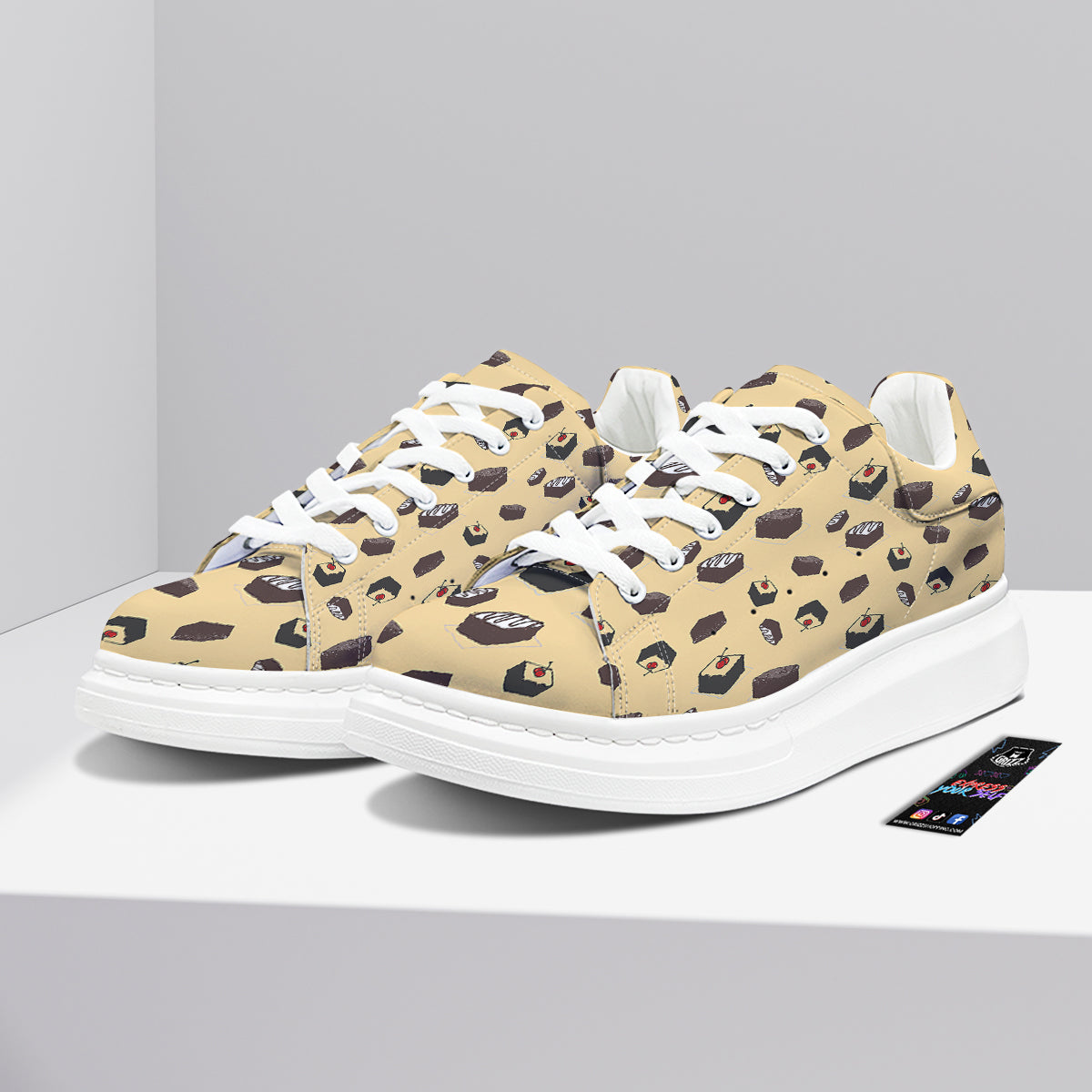 Brownie Beige Print Pattern Platform Shoes-grizzshop