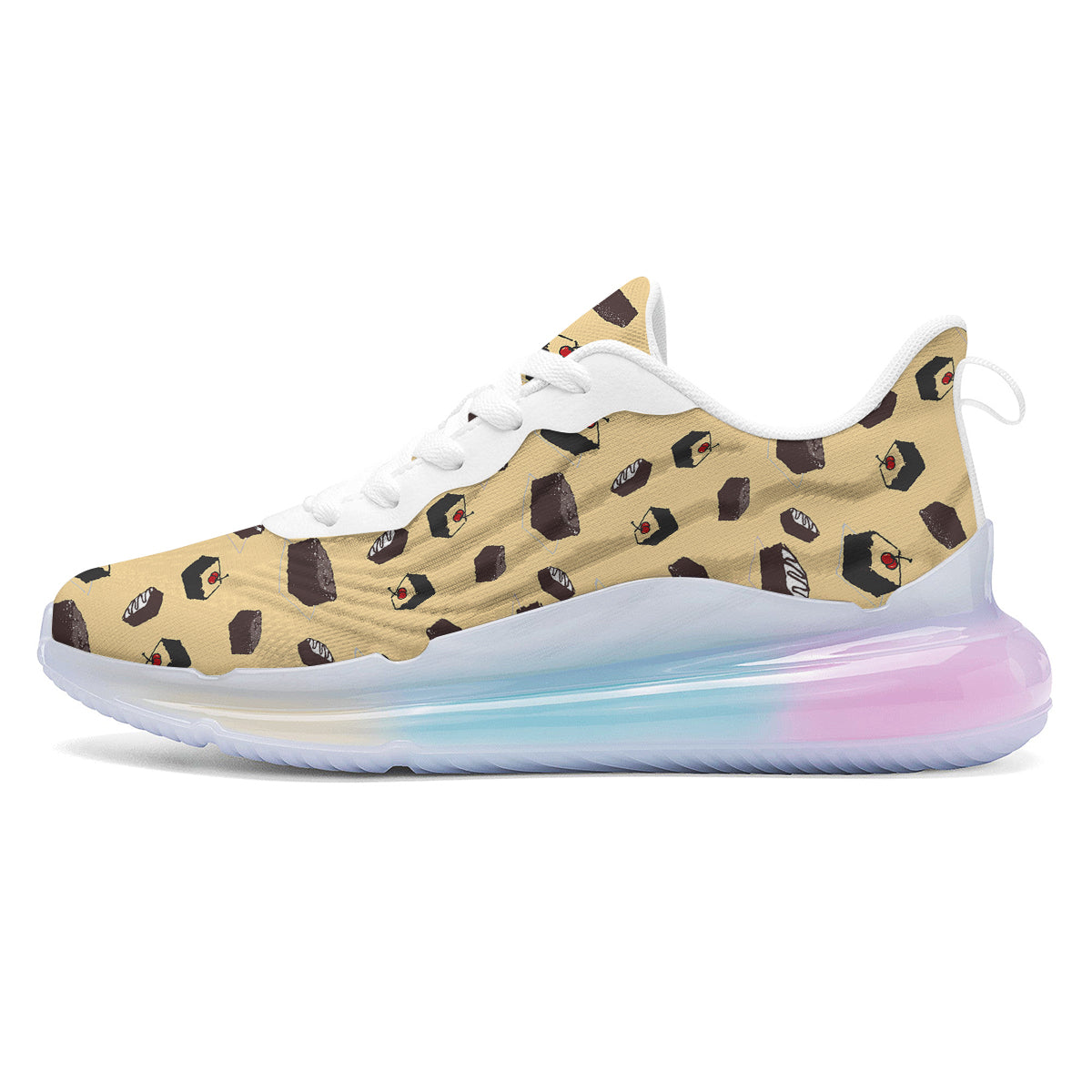 Brownie Beige Print Pattern Running Sneakers-grizzshop