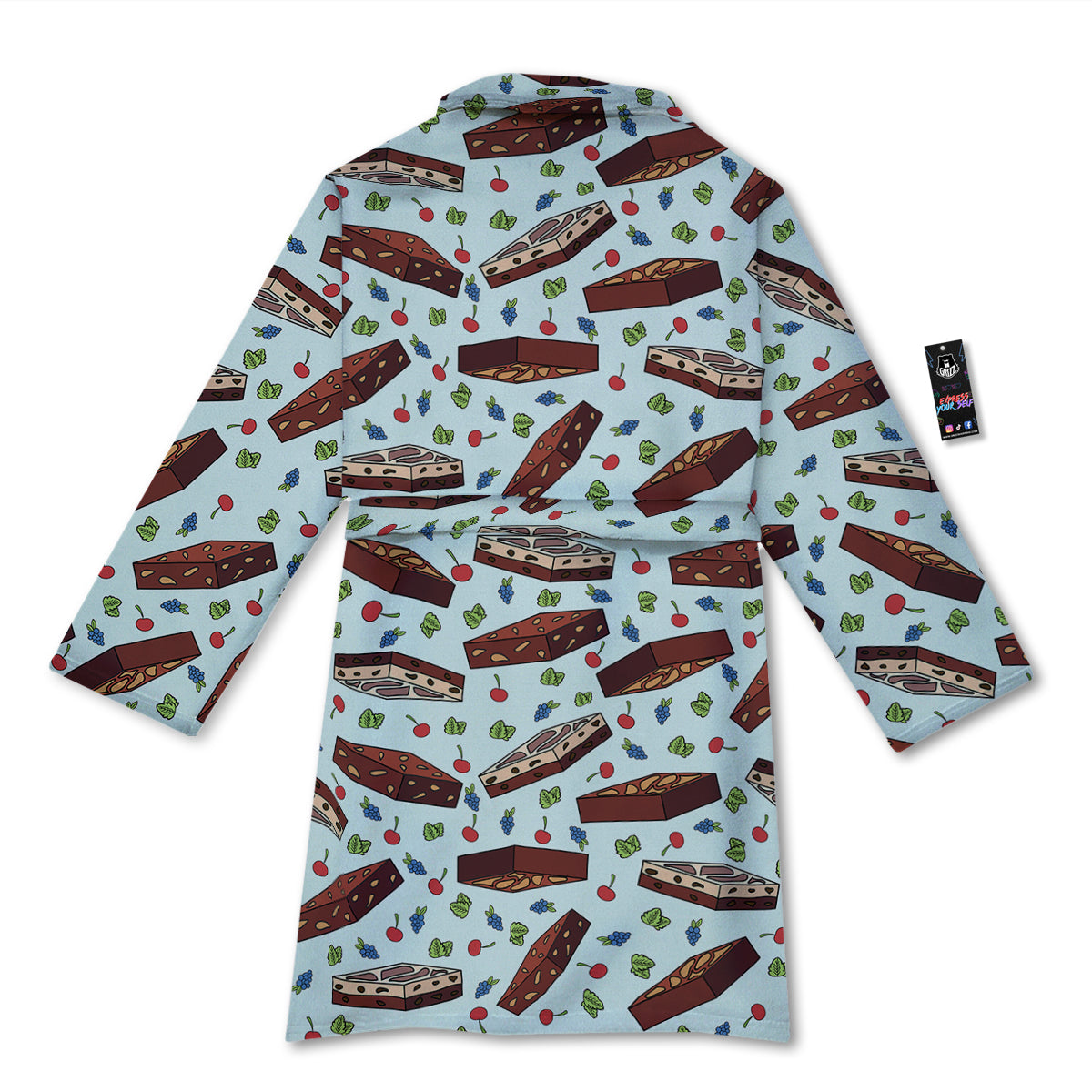 Brownie Brown Print Pattern Bathrobe-grizzshop