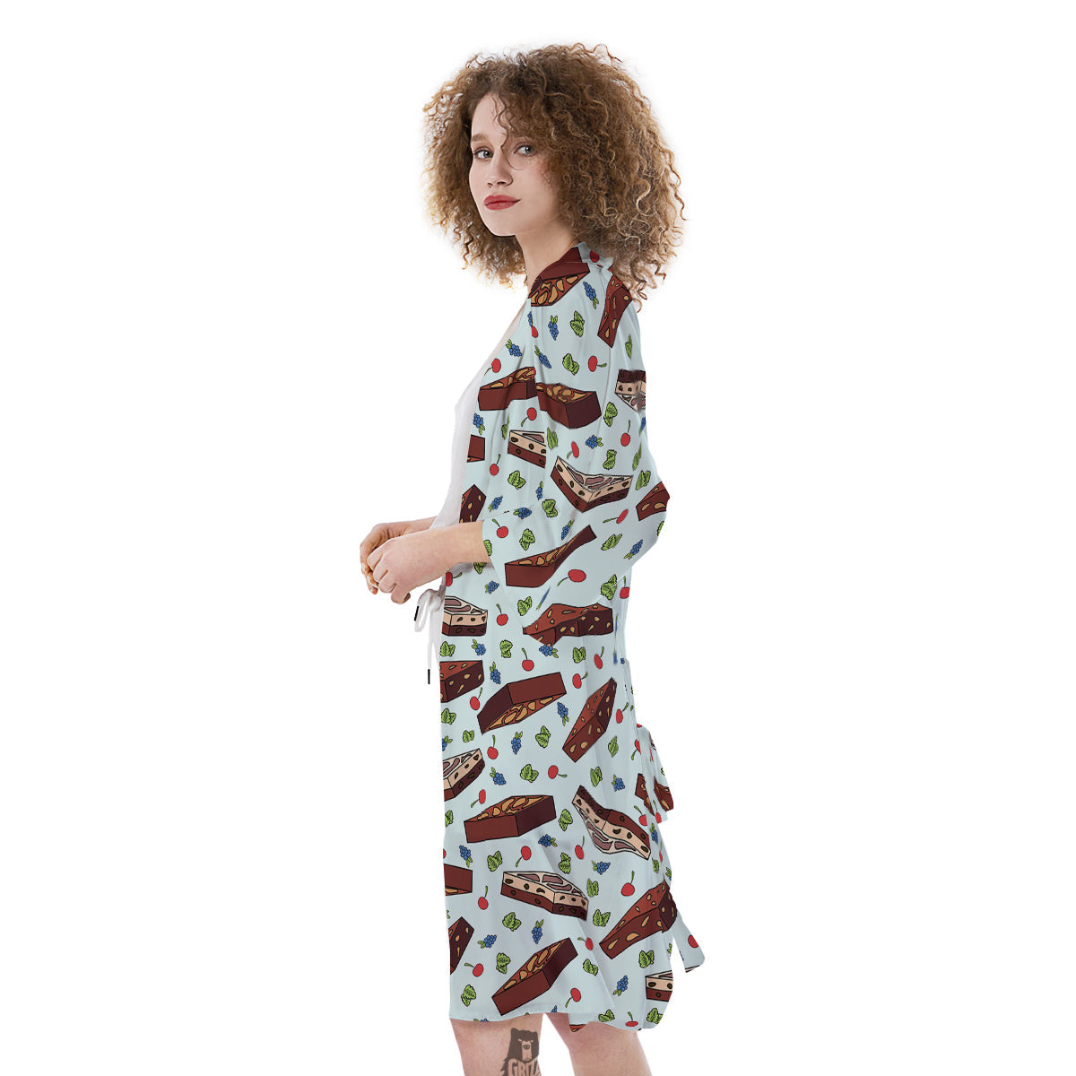 Brownie Brown Print Pattern Kimono-grizzshop