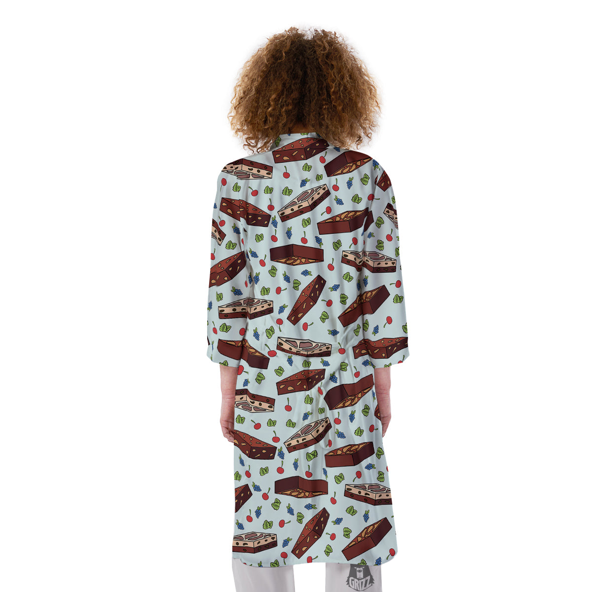 Brownie Brown Print Pattern Kimono-grizzshop