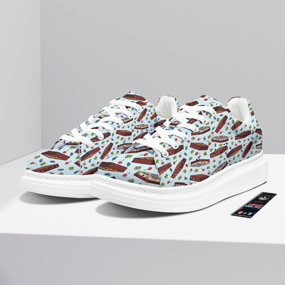 Brownie Brown Print Pattern Platform Shoes-grizzshop