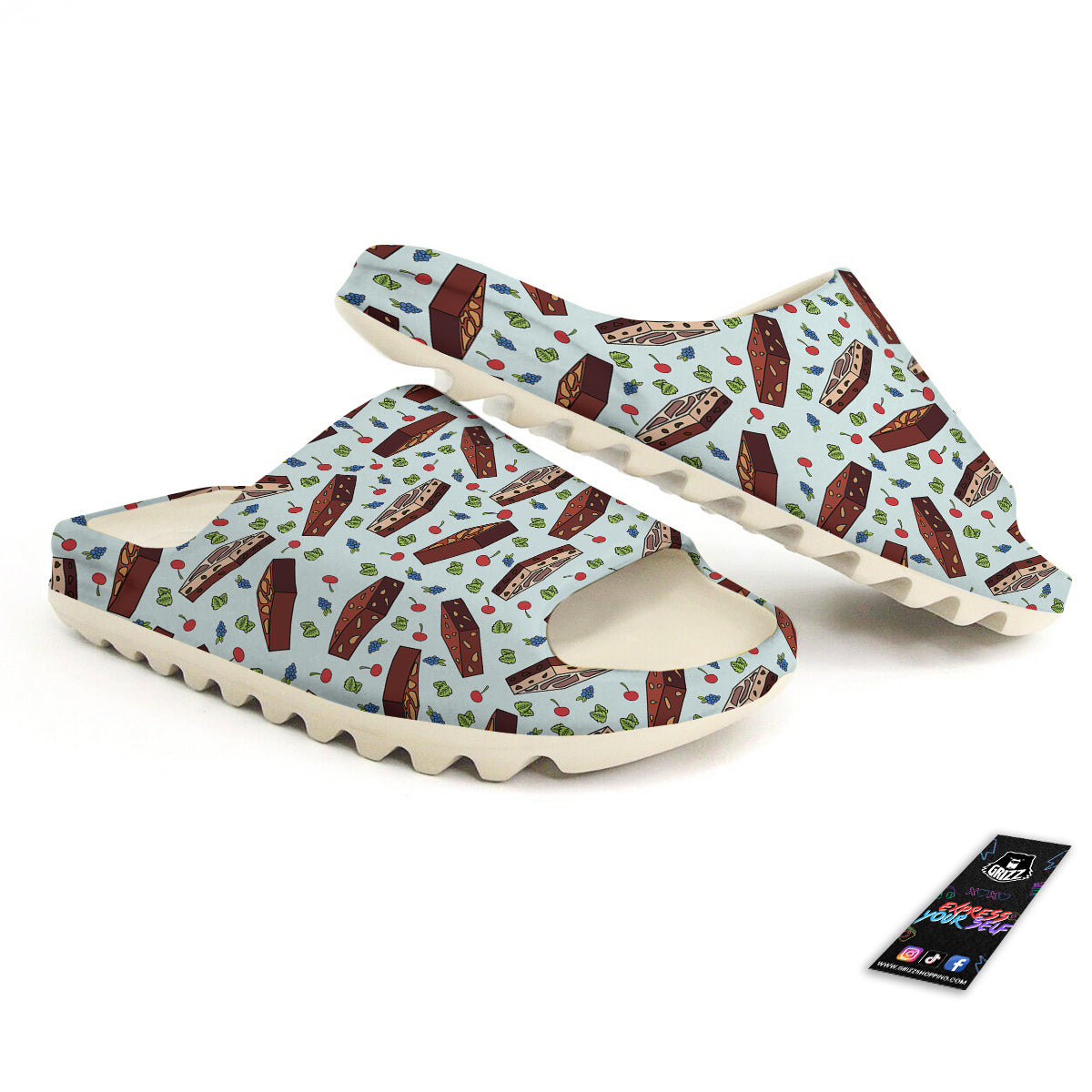 Brownie Brown Print Pattern Sandals-grizzshop