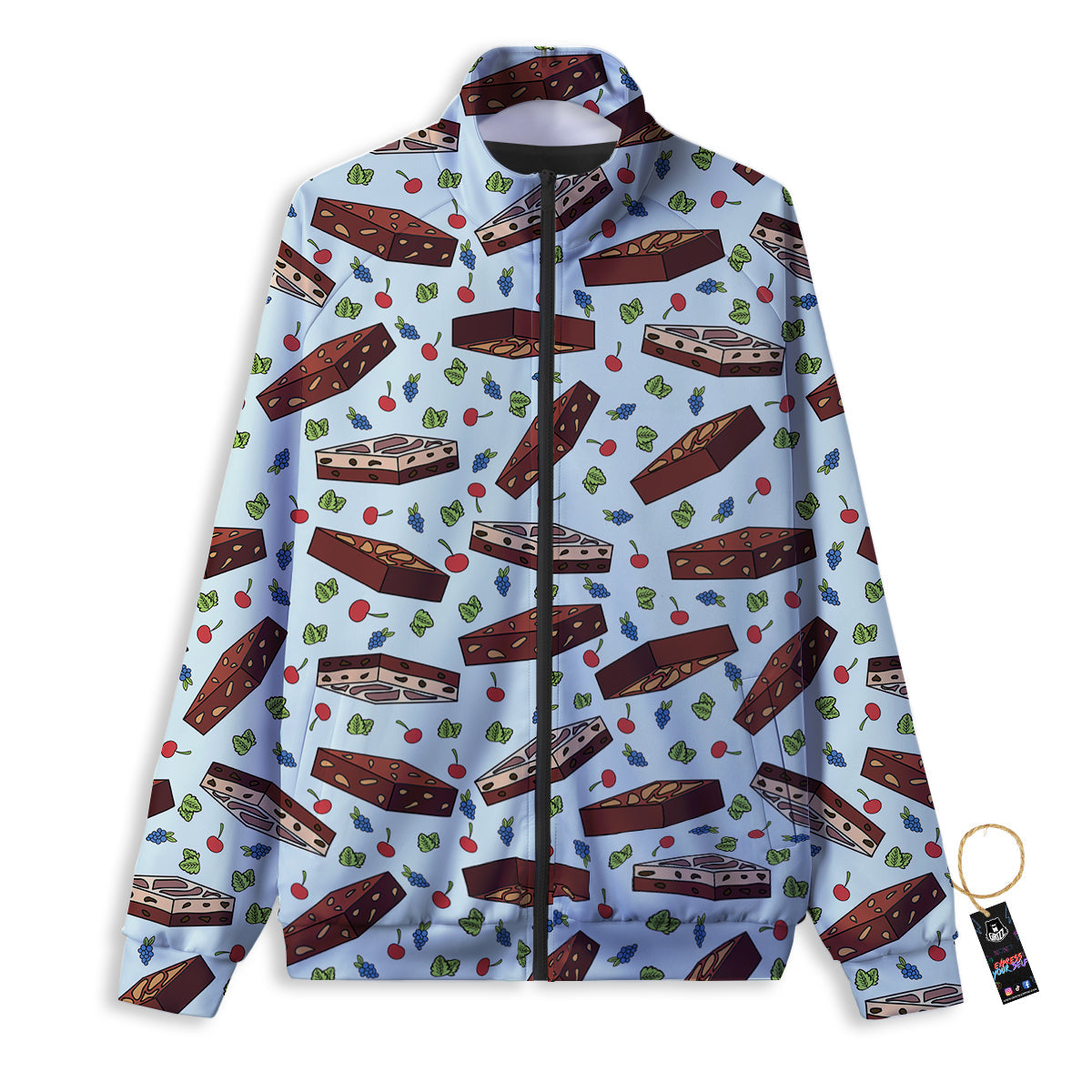 Brownie Brown Print Pattern Track Jacket-grizzshop