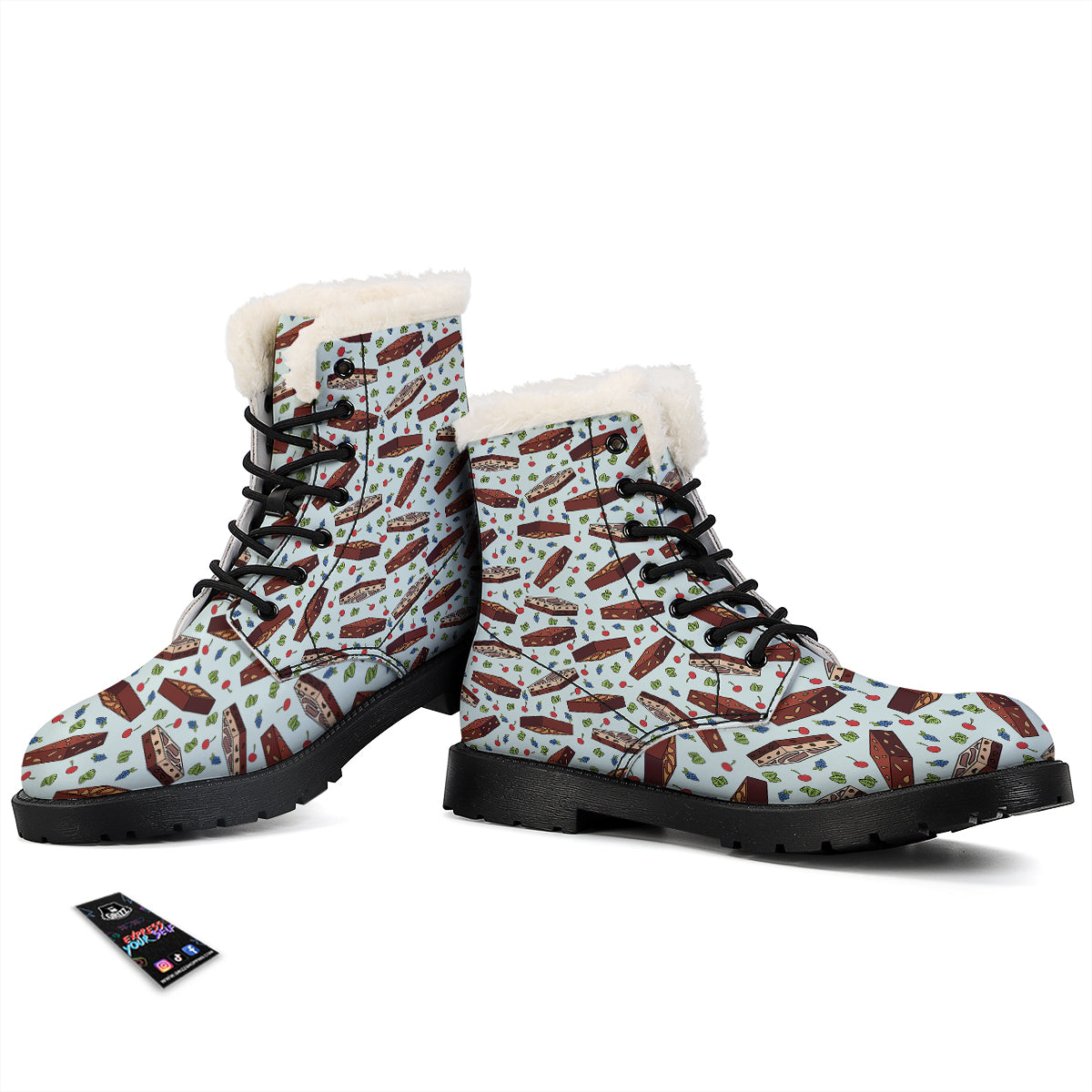 Brownie Brown Print Pattern Winter Boots-grizzshop