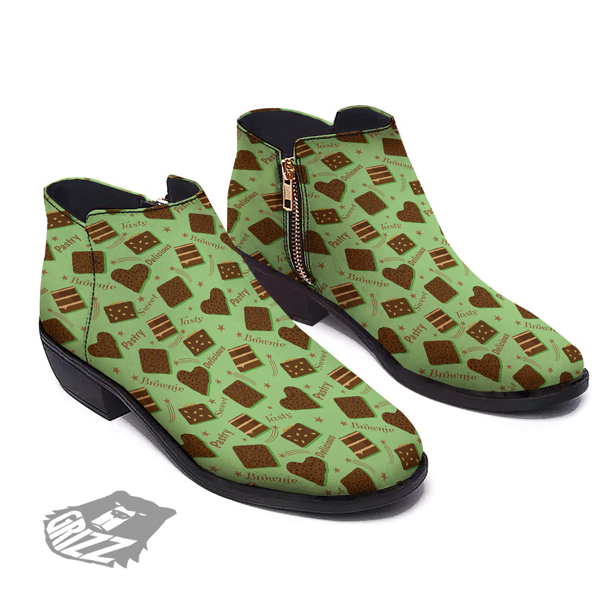 Brownie Delicious Print Pattern Ankle Boots-grizzshop
