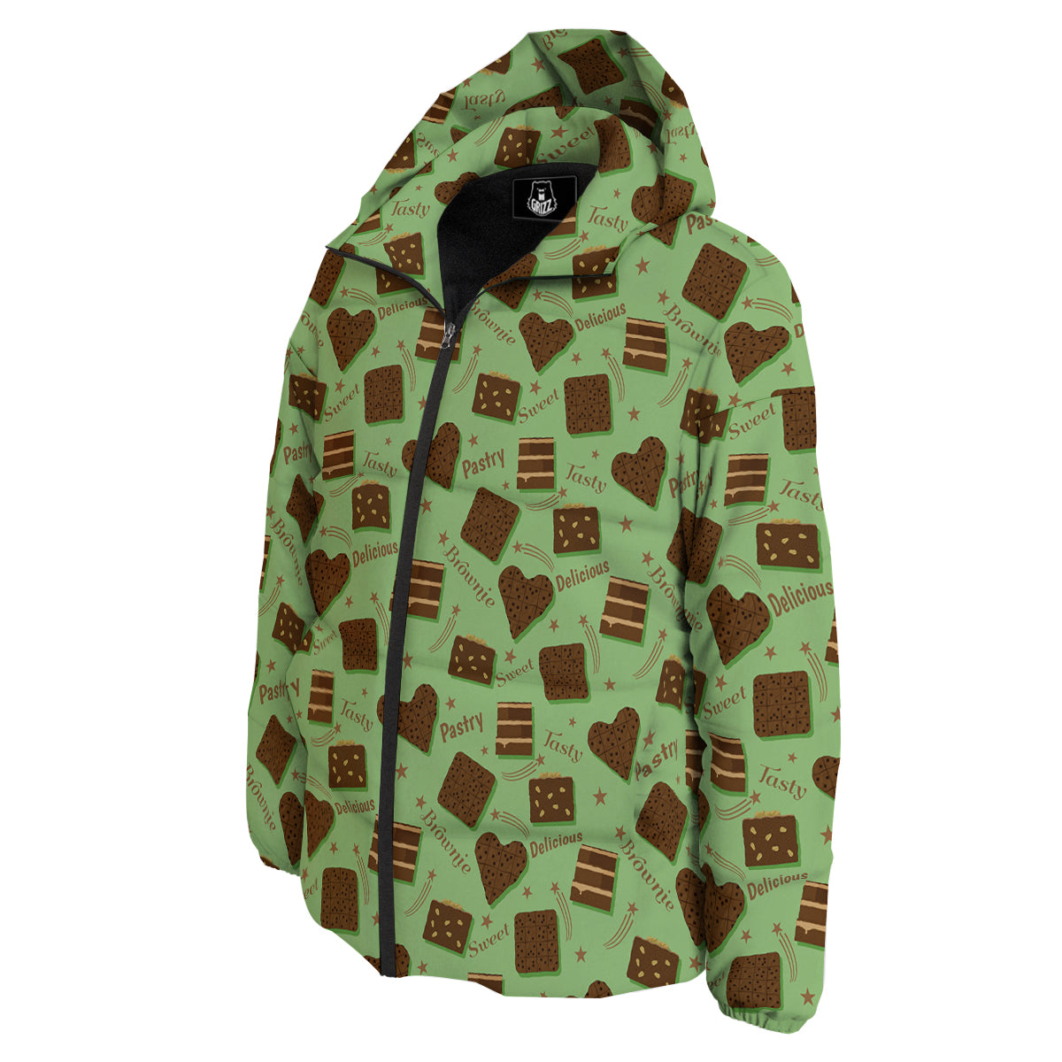 Brownie Delicious Print Pattern Down Jacket-grizzshop