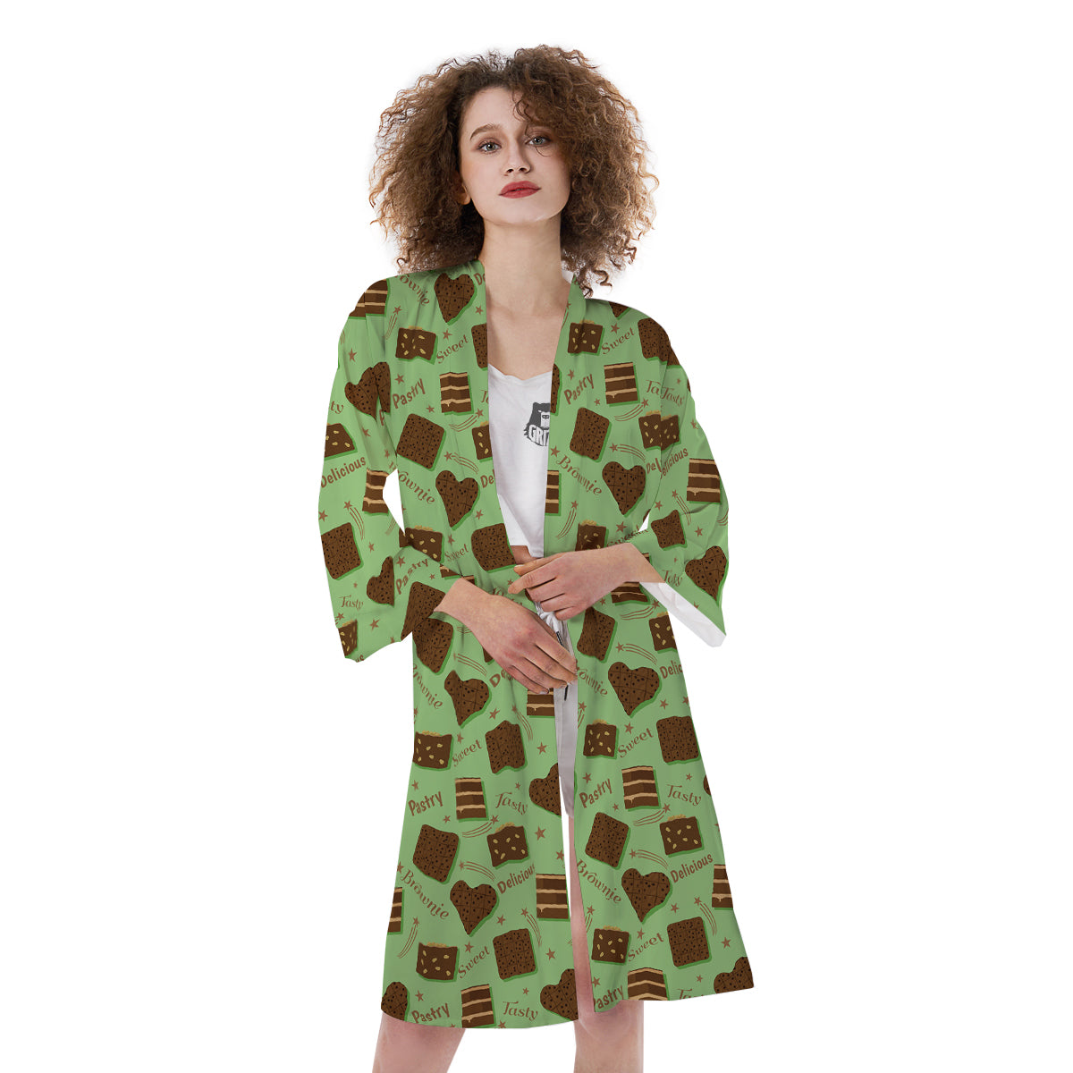Brownie Delicious Print Pattern Kimono-grizzshop
