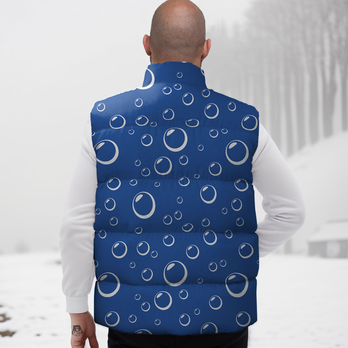 Bubble Ocean Print Pattern Down Vest-grizzshop