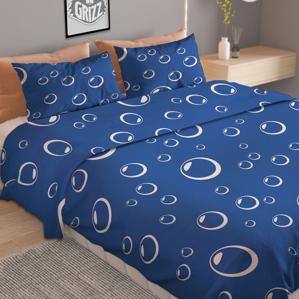 Bubble Ocean Print Pattern Duvet Cover Bedding Set
