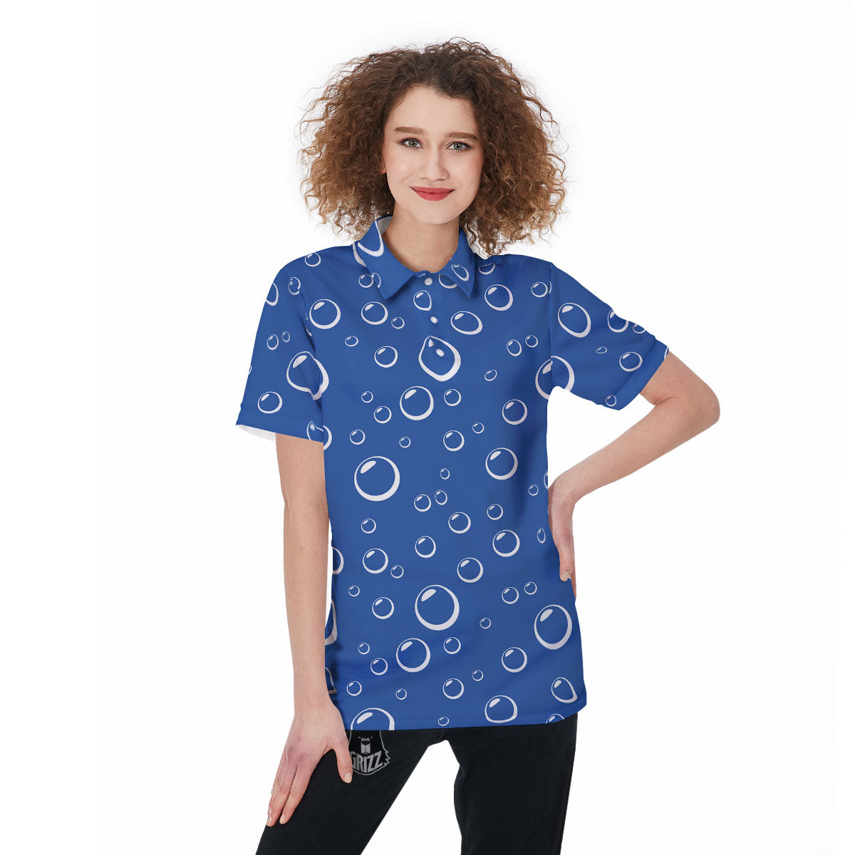 Bubble Ocean Print Pattern Women's Golf Shirts-grizzshop