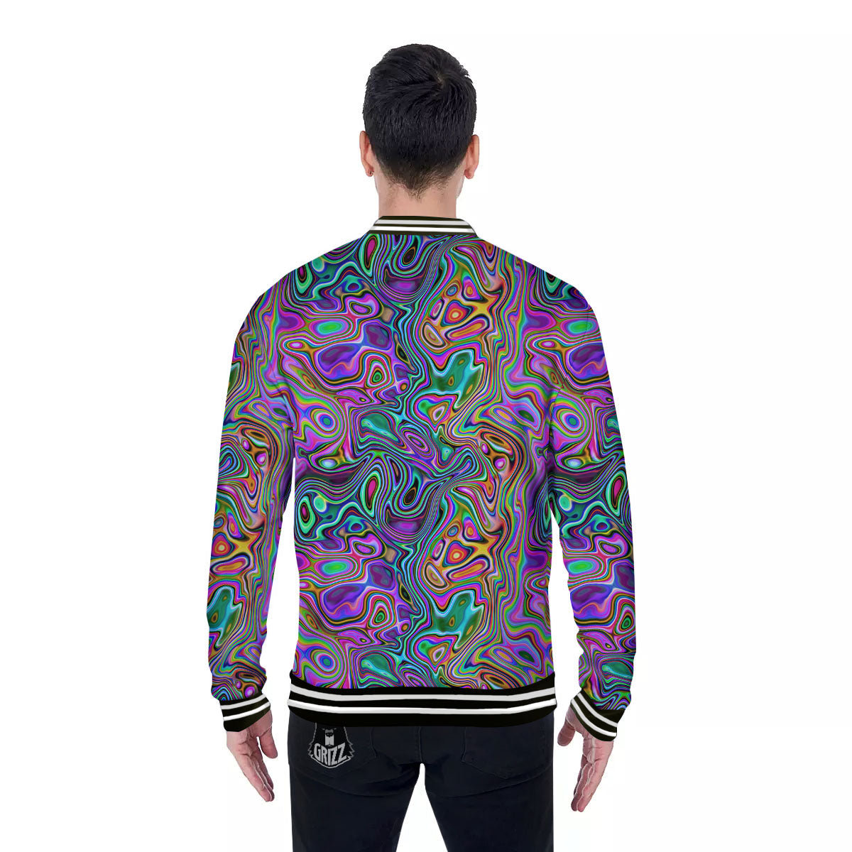 Bubble Psychedelic Print Pattern Baseball Jacket-grizzshop