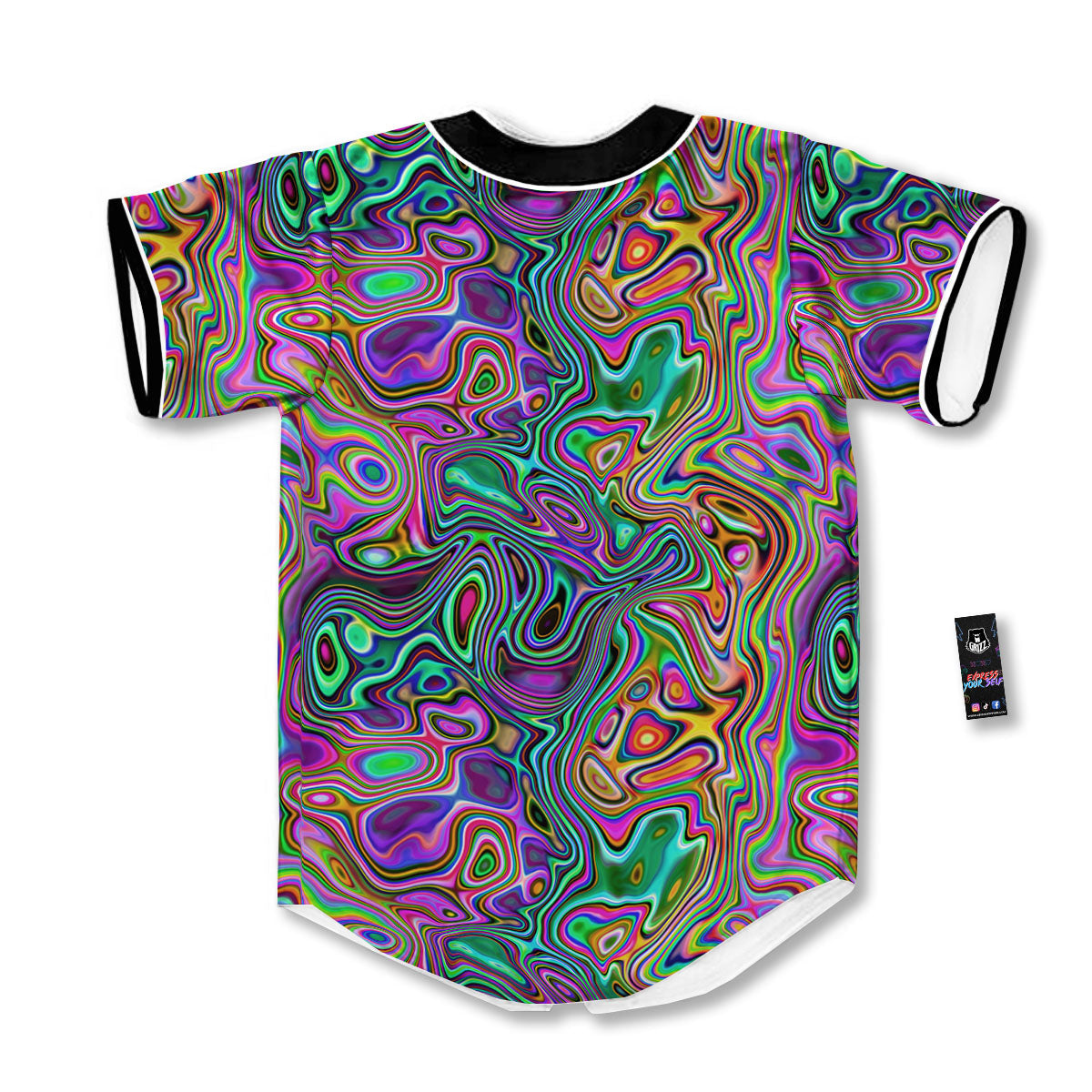 Bubble Psychedelic Print Pattern Baseball Jersey-grizzshop