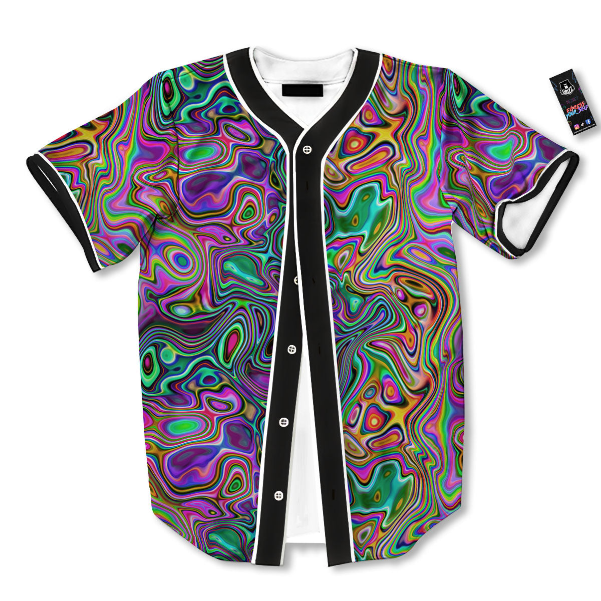 Bubble Psychedelic Print Pattern Baseball Jersey-grizzshop