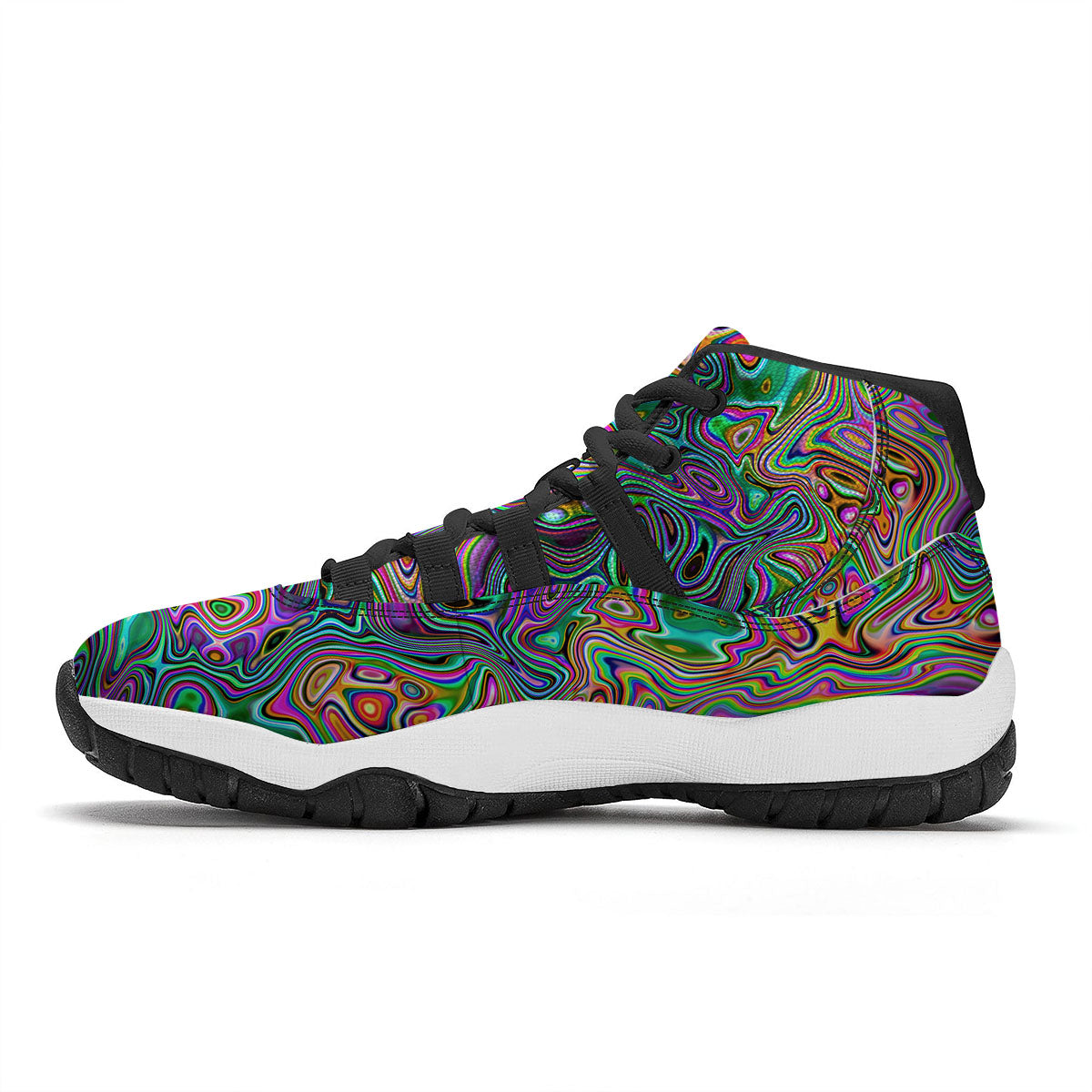 Bubble Psychedelic Print Pattern Black Bball Shoes-grizzshop