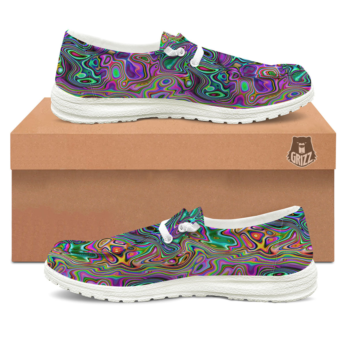 Bubble Psychedelic Print Pattern Black Loafers-grizzshop