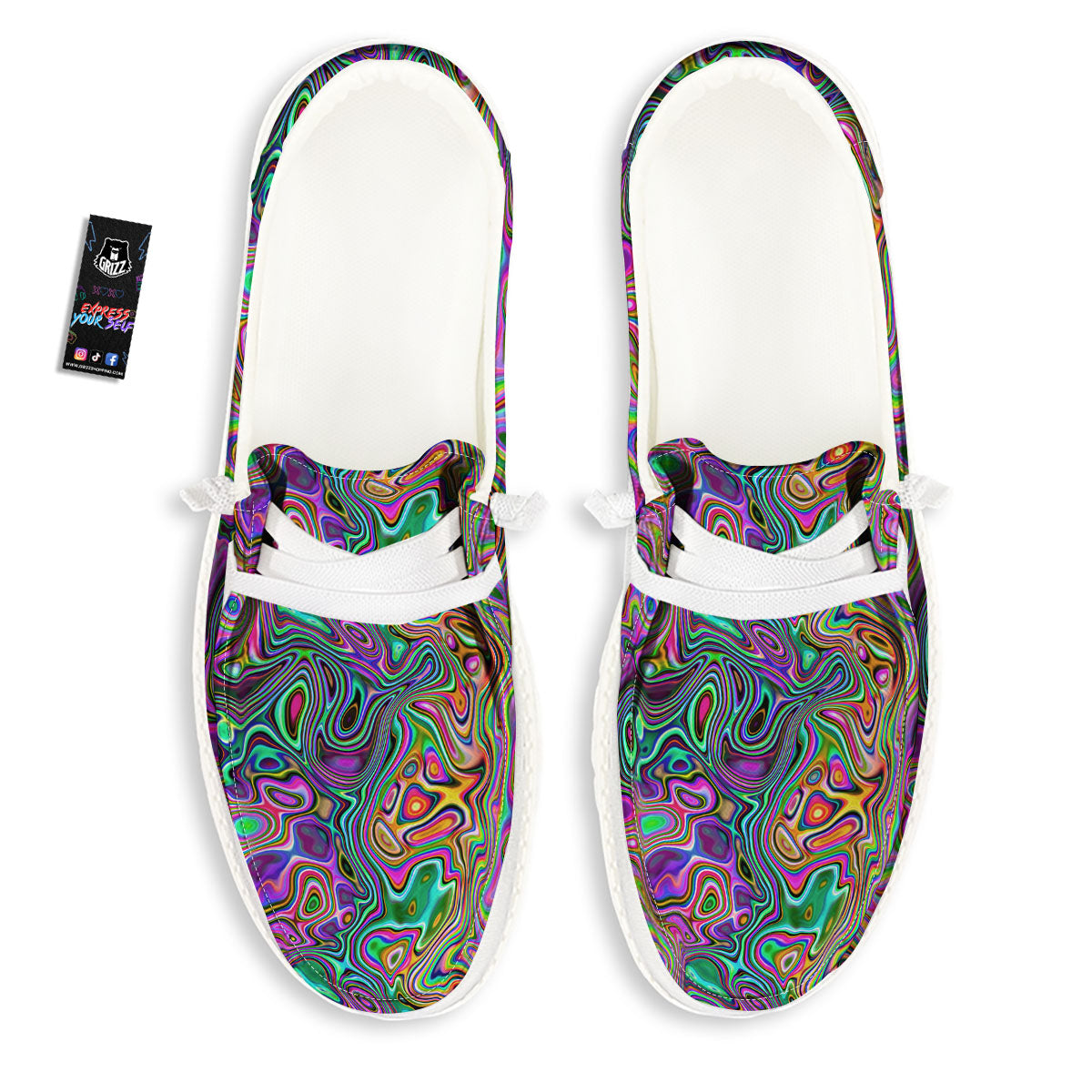 Bubble Psychedelic Print Pattern Black Loafers-grizzshop