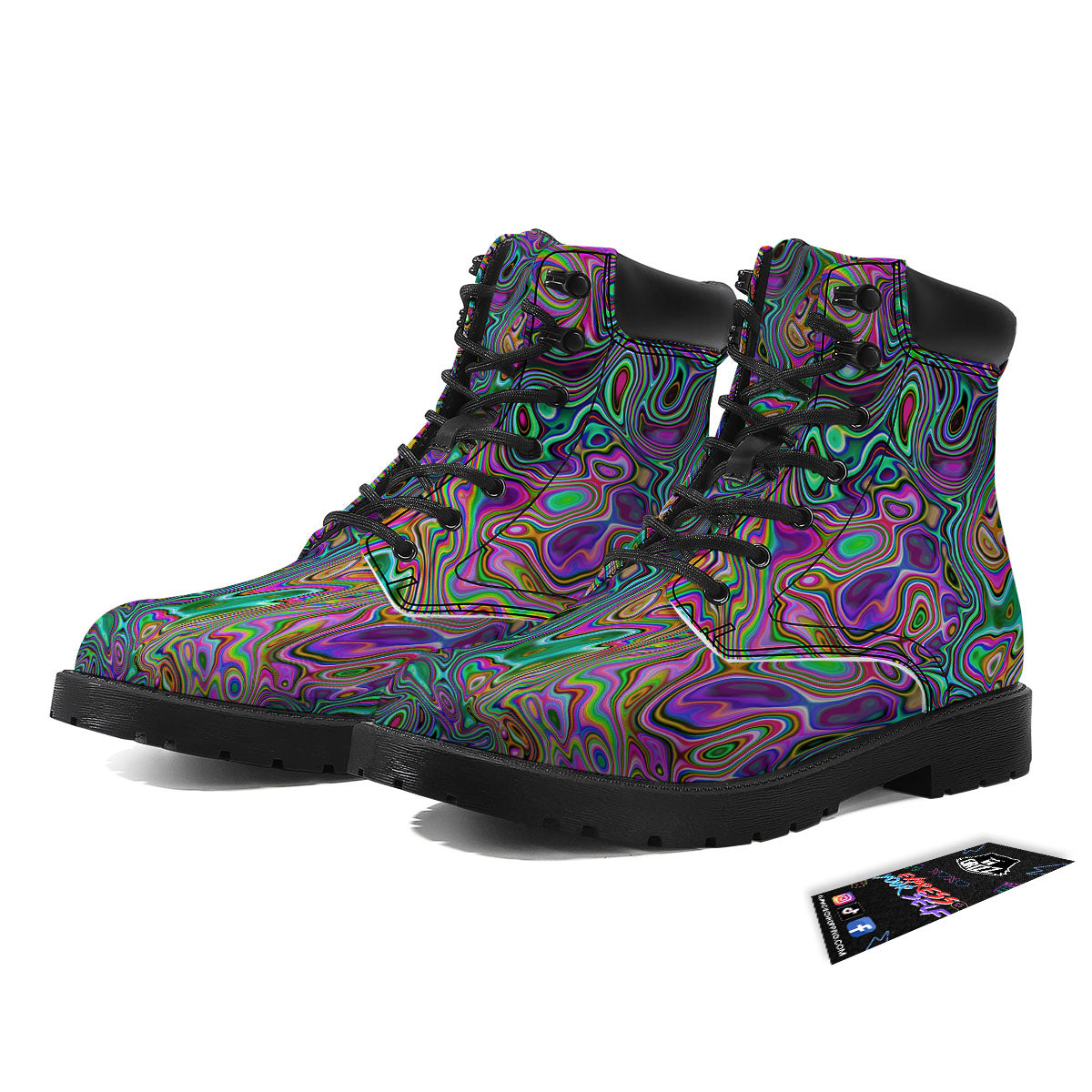 Bubble Psychedelic Print Pattern Boots-grizzshop