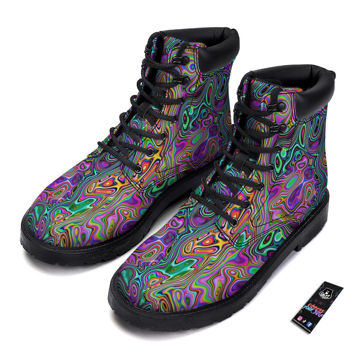 Bubble Psychedelic Print Pattern Boots-grizzshop