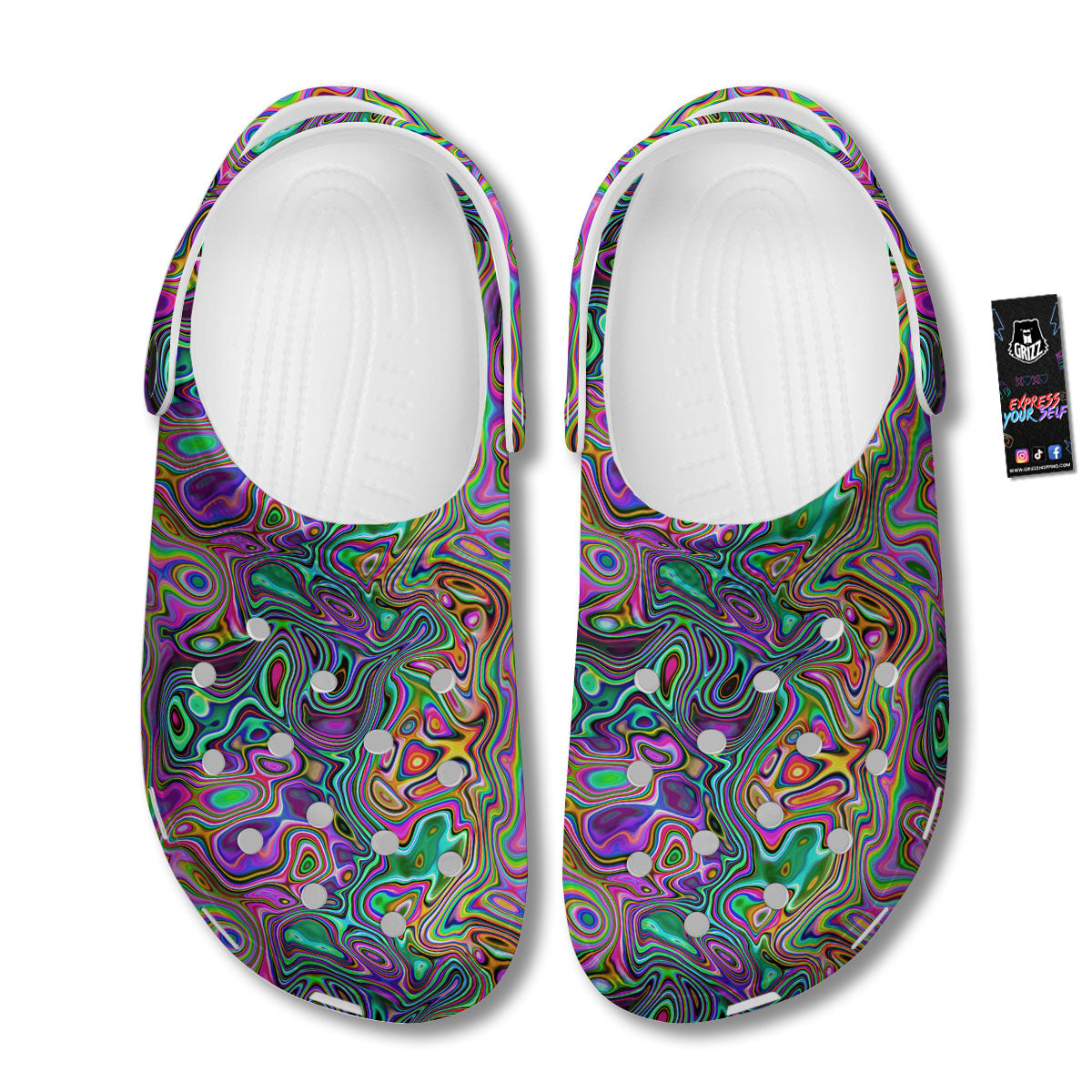 Bubble Psychedelic Print Pattern Clog-grizzshop