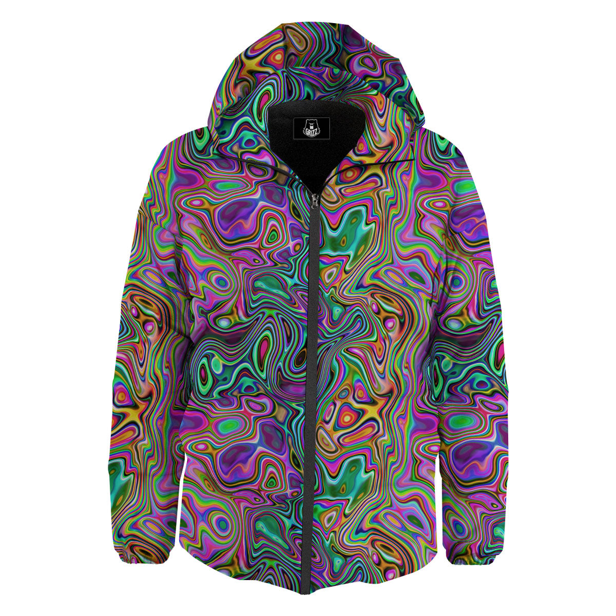 Bubble Psychedelic Print Pattern Down Jacket-grizzshop
