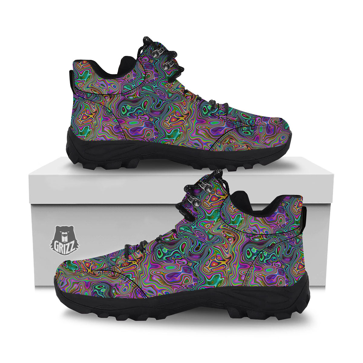 Bubble Psychedelic Print Pattern Hiking Shoes-grizzshop