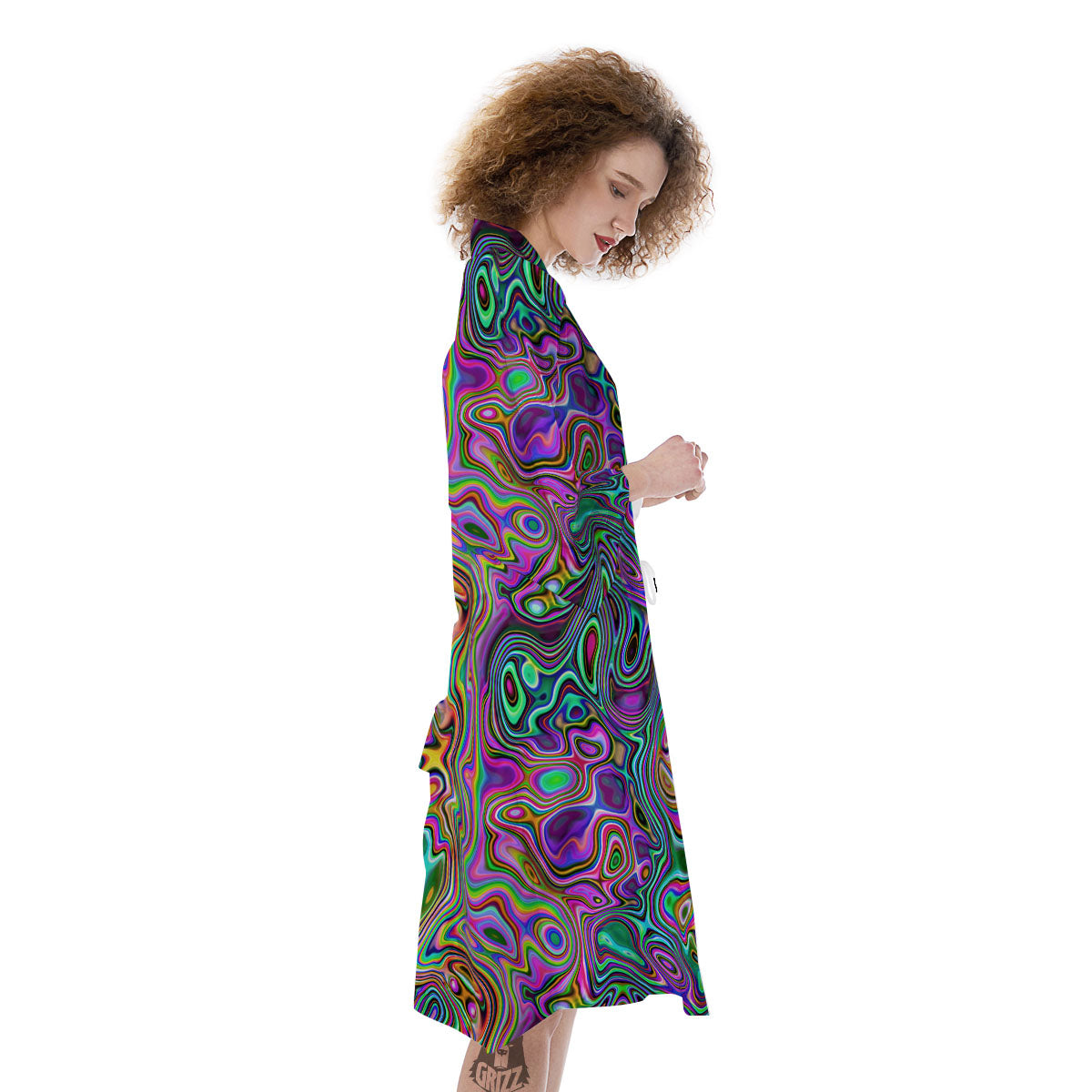 Bubble Psychedelic Print Pattern Kimono-grizzshop