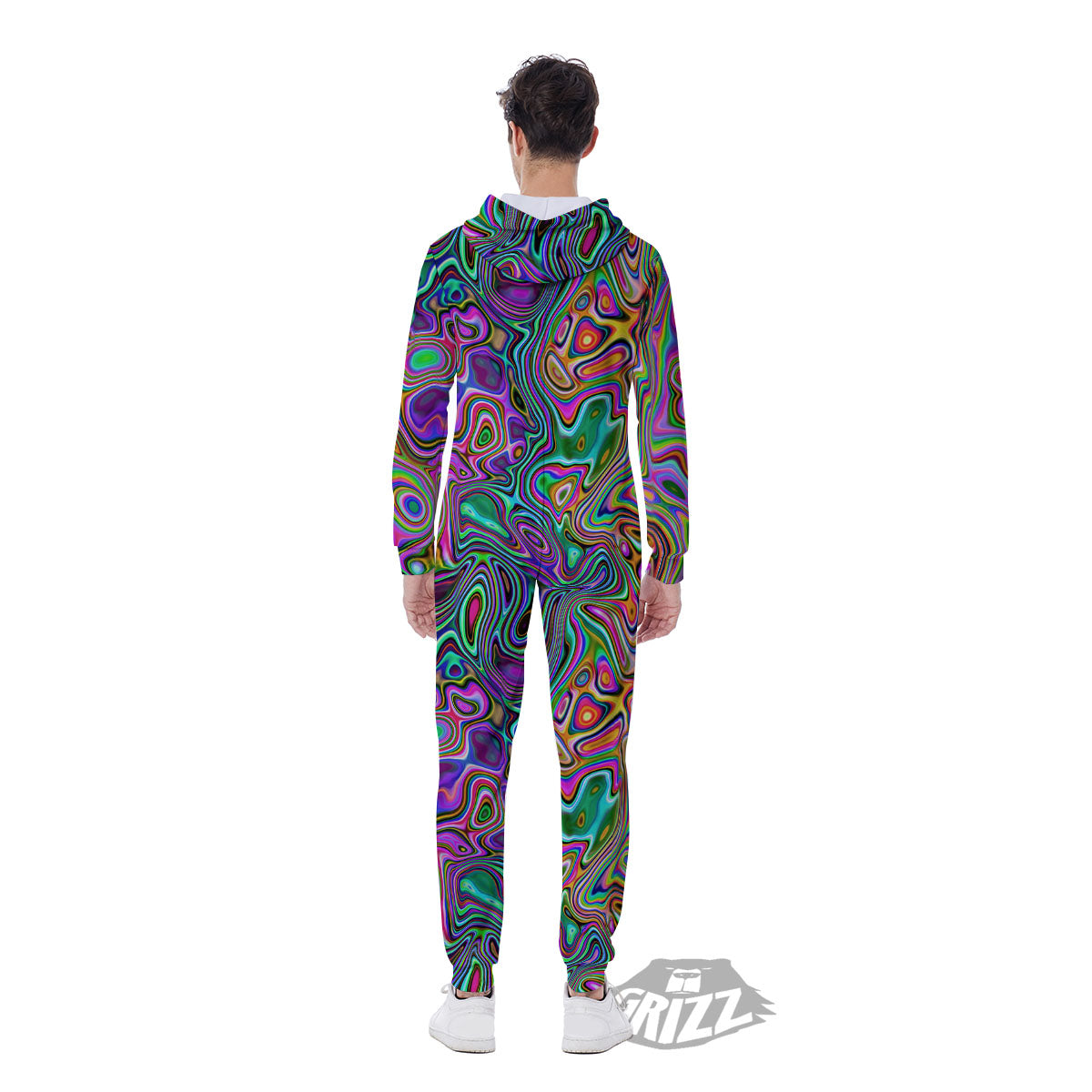 Bubble Psychedelic Print Pattern Men's Jumpsuit-grizzshop