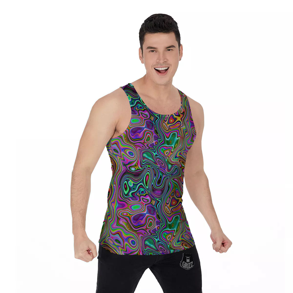 Bubble Psychedelic Print Pattern Men's Tank Top-grizzshop