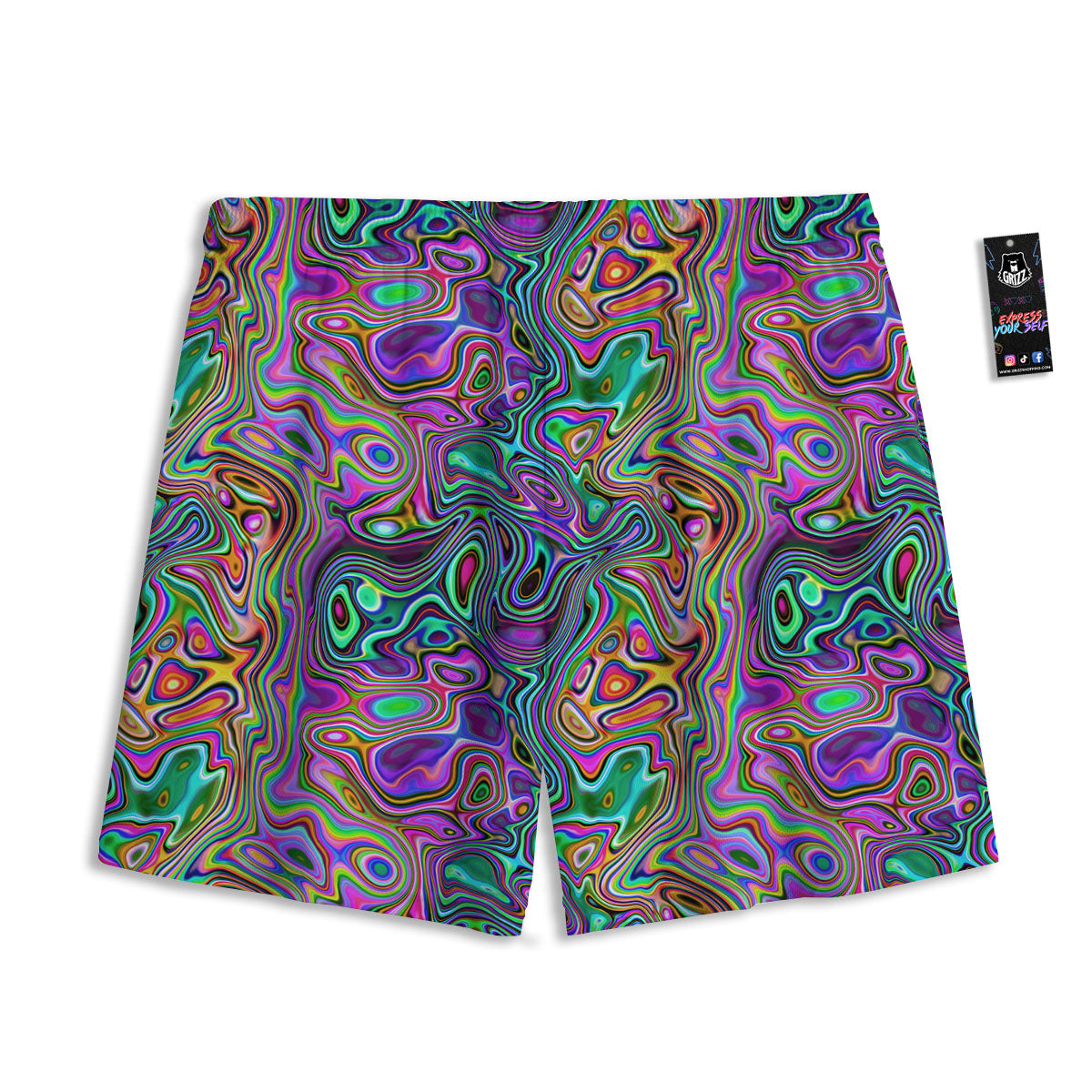 Bubble Psychedelic Print Pattern Mesh Shorts-grizzshop