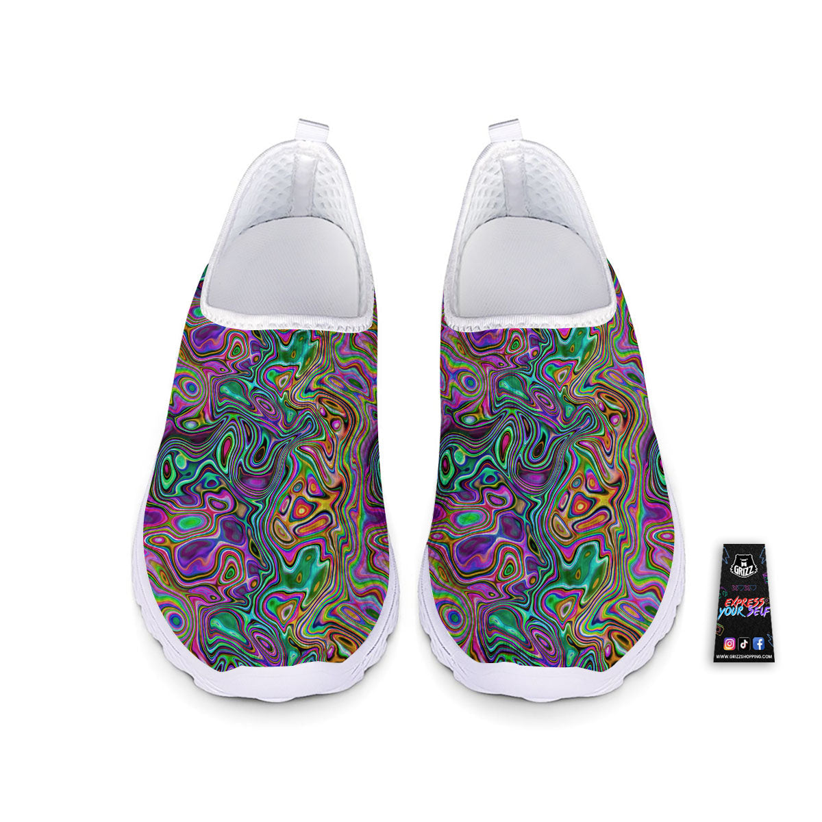 Bubble Psychedelic Print Pattern Nurse Shoes-grizzshop