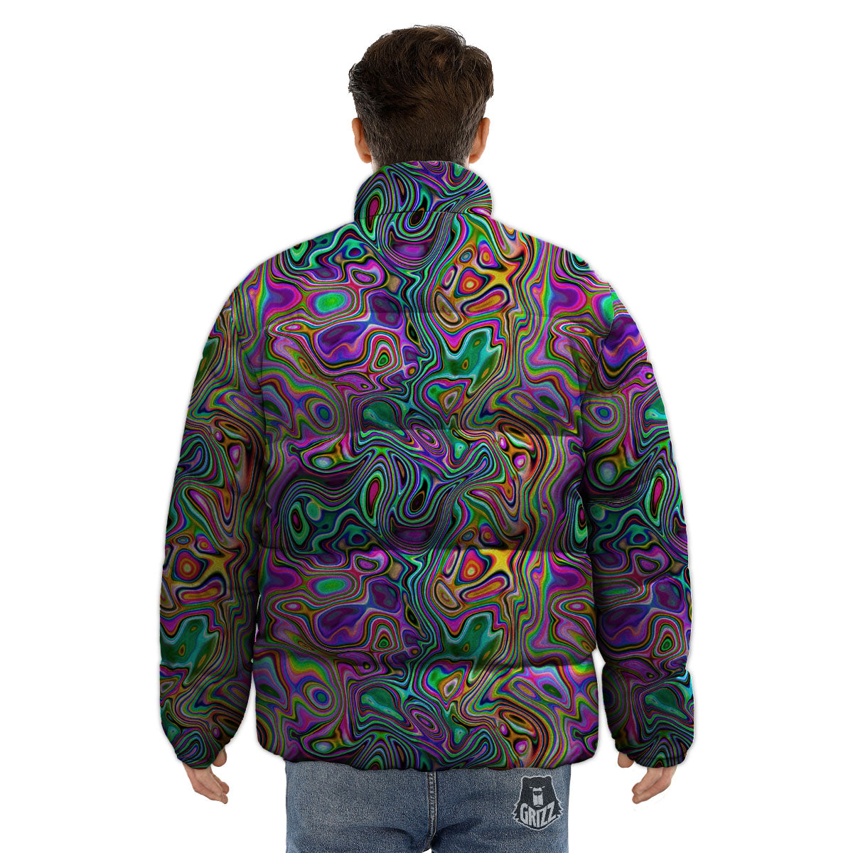 Bubble Psychedelic Print Pattern Puffer Jacket-grizzshop
