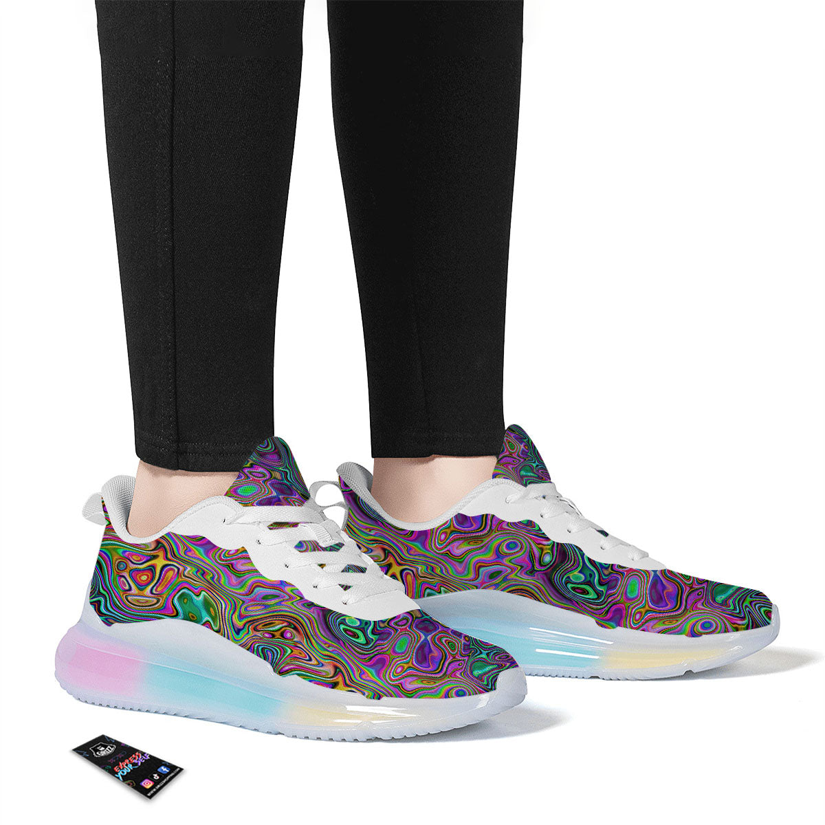 Bubble Psychedelic Print Pattern Running Sneakers-grizzshop