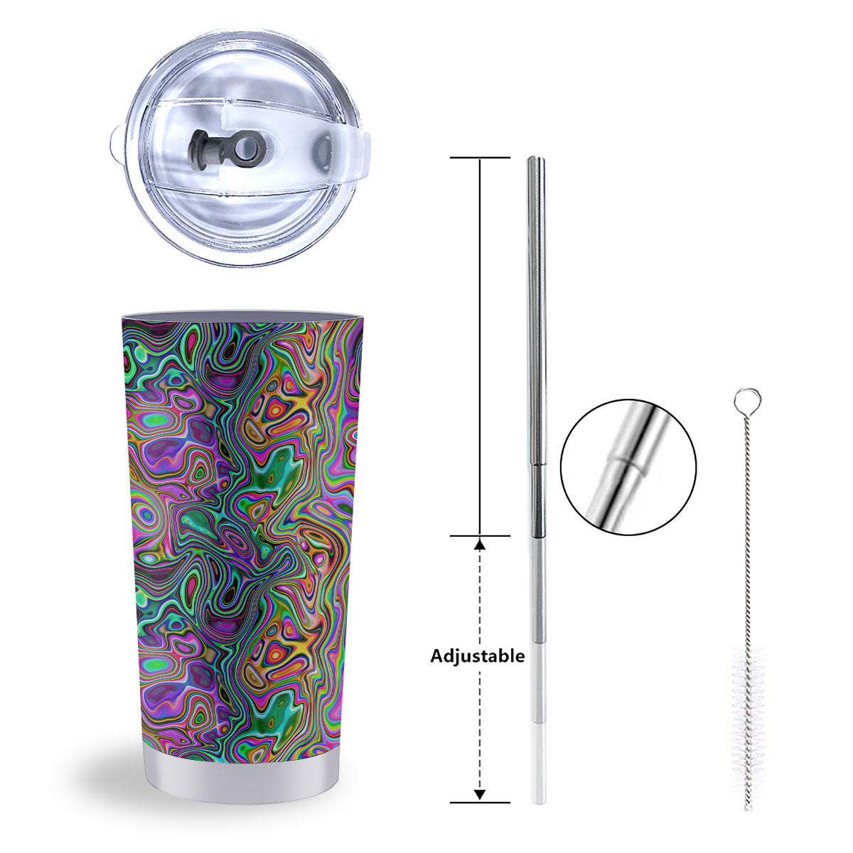 Bubble Psychedelic Print Pattern Tumbler-grizzshop