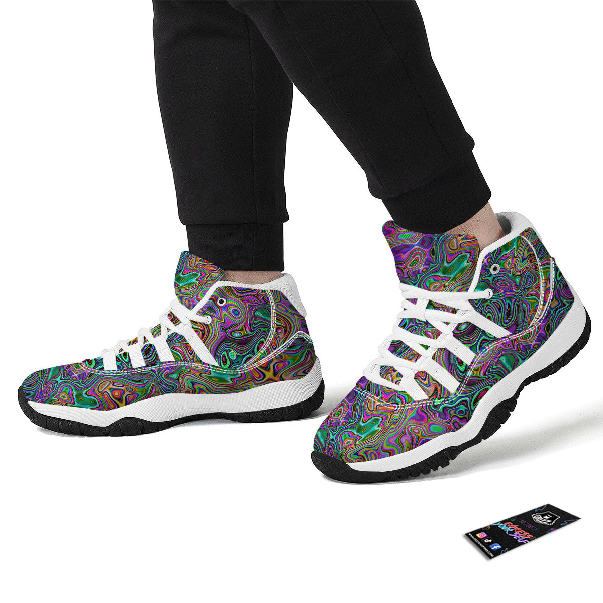 Bubble Psychedelic Print Pattern White Bball Shoes-grizzshop
