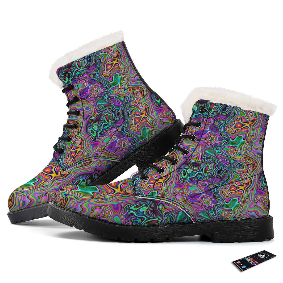 Bubble Psychedelic Print Pattern Winter Boots-grizzshop