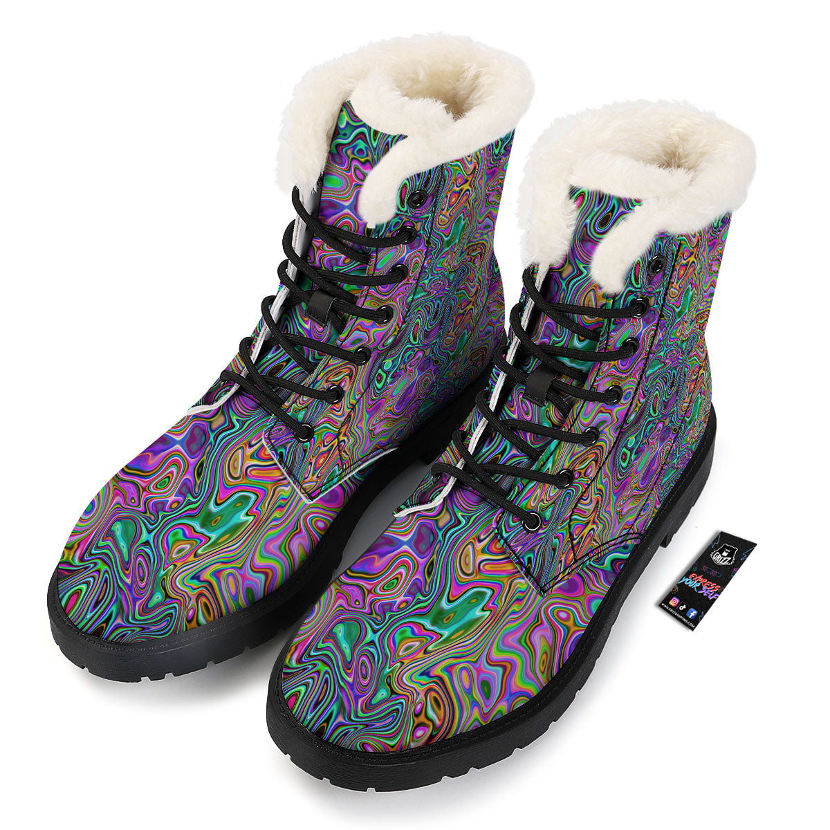 Bubble Psychedelic Print Pattern Winter Boots-grizzshop