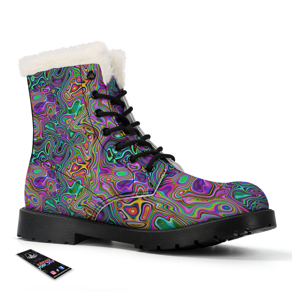 Bubble Psychedelic Print Pattern Winter Boots-grizzshop