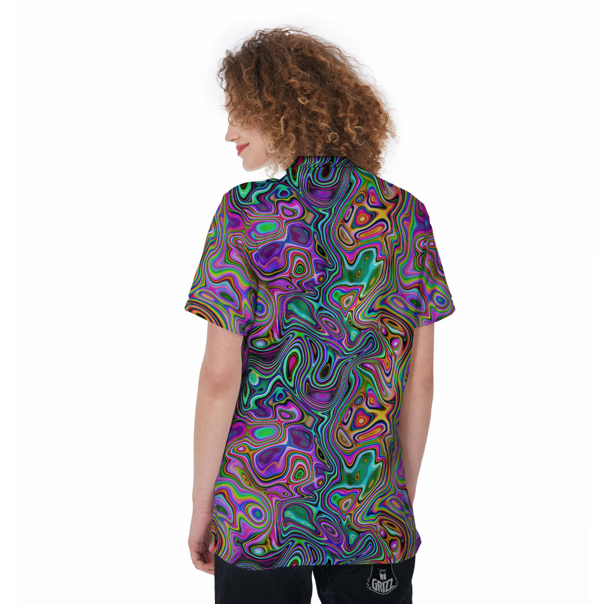 Bubble Psychedelic Print Pattern Women's Golf Shirts-grizzshop