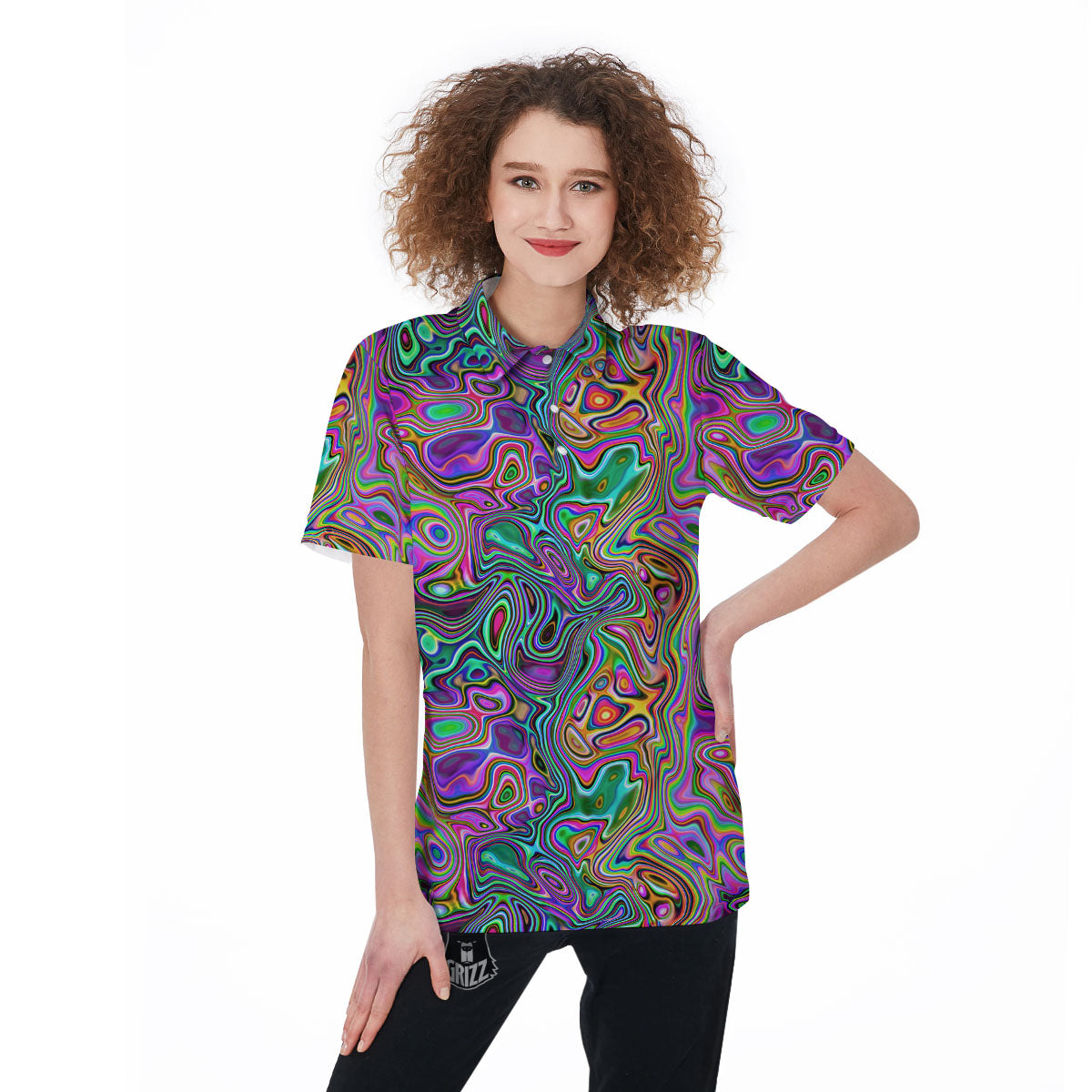 Bubble Psychedelic Print Pattern Women's Golf Shirts-grizzshop