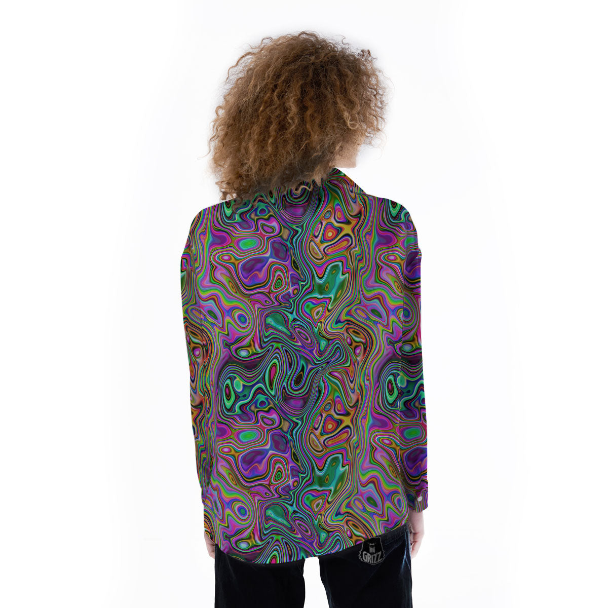 Bubble Psychedelic Print Pattern Women's Long Sleeve Shirts-grizzshop