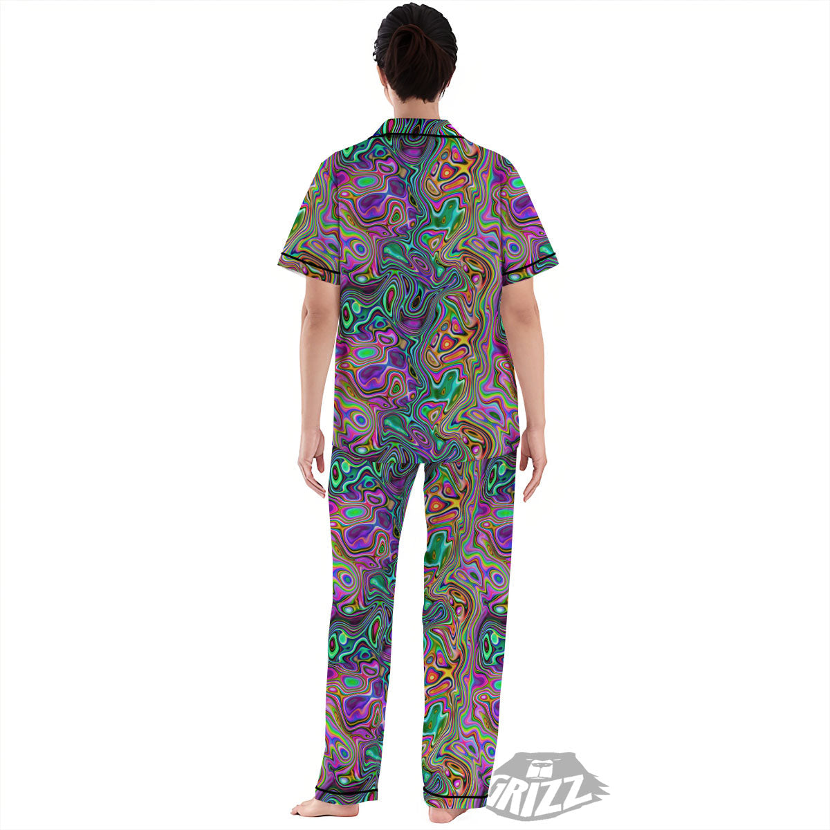 Bubble Psychedelic Print Pattern Women's Pajamas Set-grizzshop
