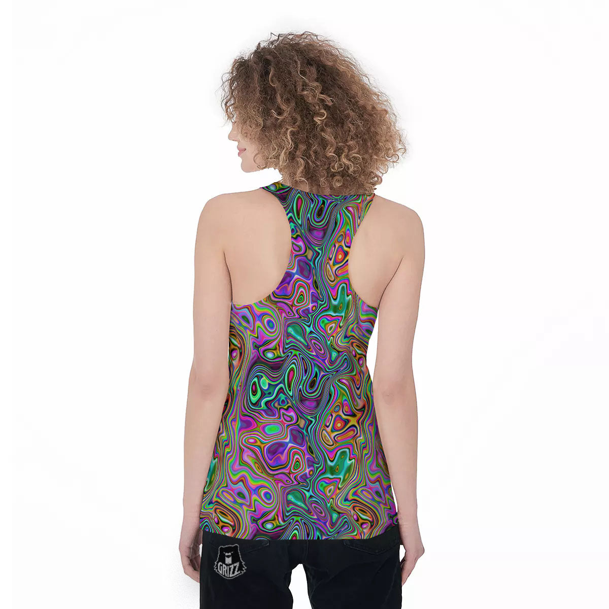 Bubble Psychedelic Print Pattern Women's Racerback Tank Top-grizzshop
