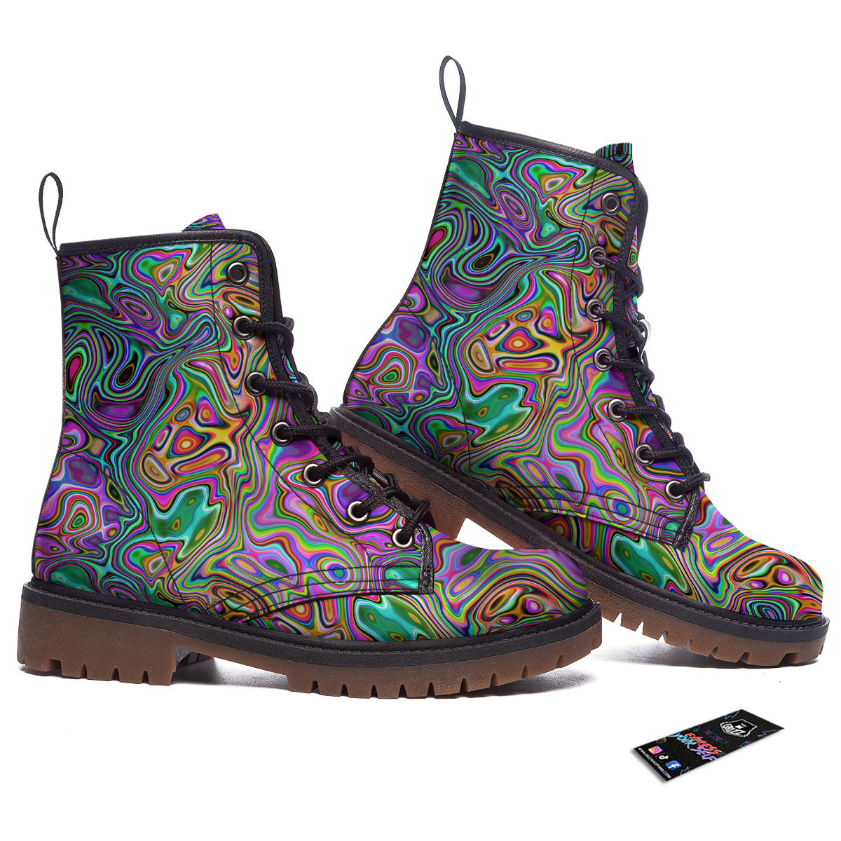 Bubble Psychedelic Print Pattern Work Boots-grizzshop