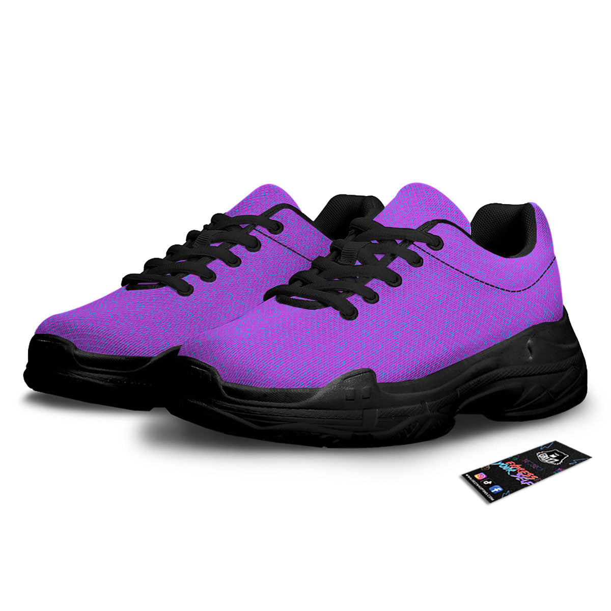 Bubble Purple Print Pattern Black Chunky Shoes-grizzshop