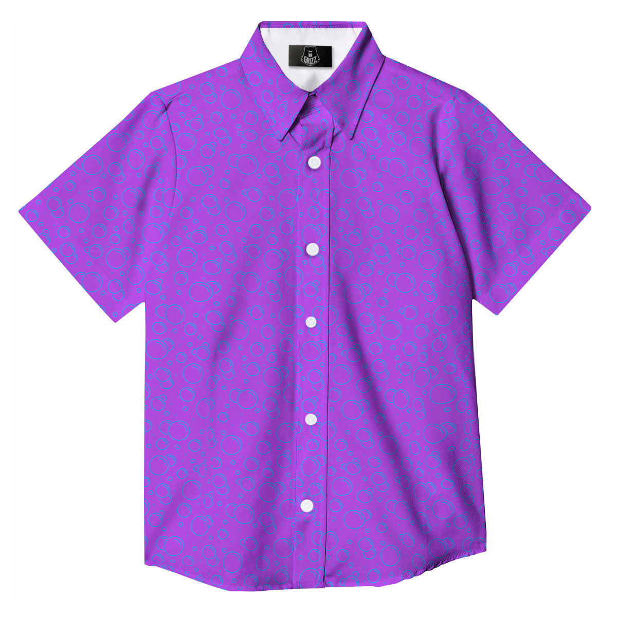 Bubble Purple Print Pattern Button Up Shirt-grizzshop